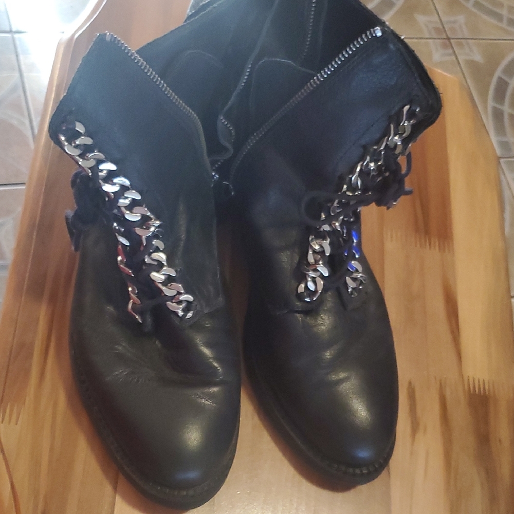 Rebecca Minkoff Men's Black Leather Chain Boots